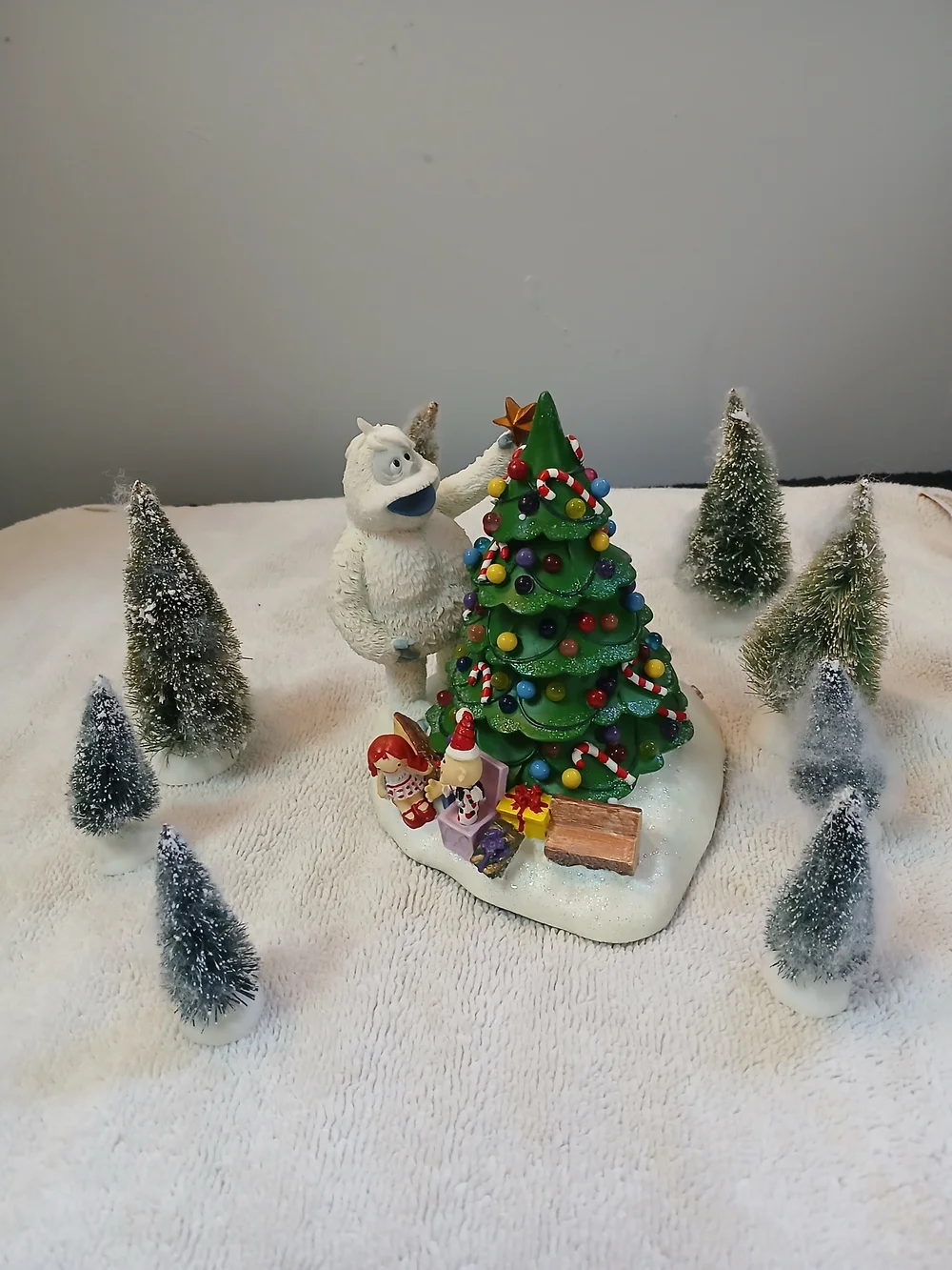 Holiday Tree and Yeti Figurine Tabletop Decoration - Green